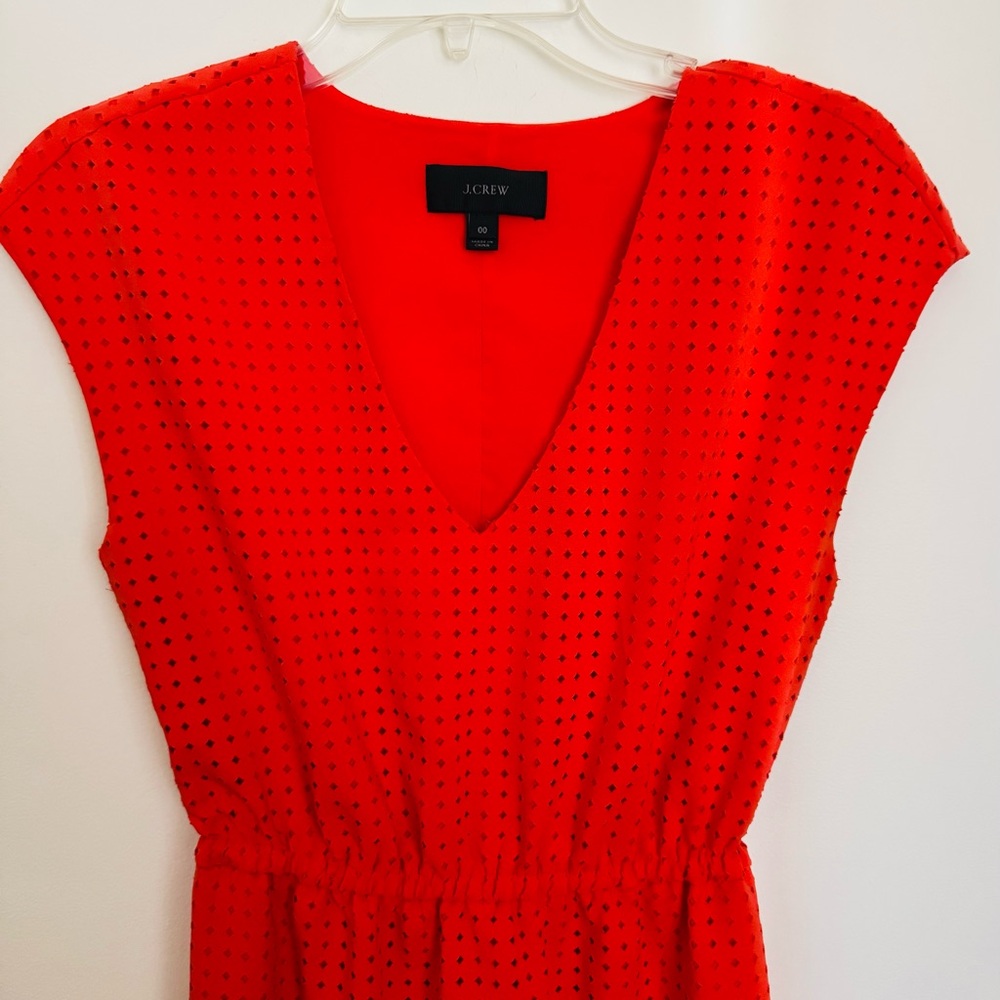 J. Crew Women’s Perforated Laser Cut Diamond Pattern Midi Dress, Size 00 - Picture 2 of 5